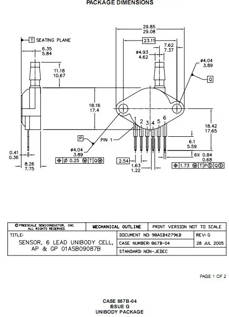 MPX5100DP尺寸图说明